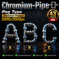 Chromium Pipes Alphabet PNG Collection