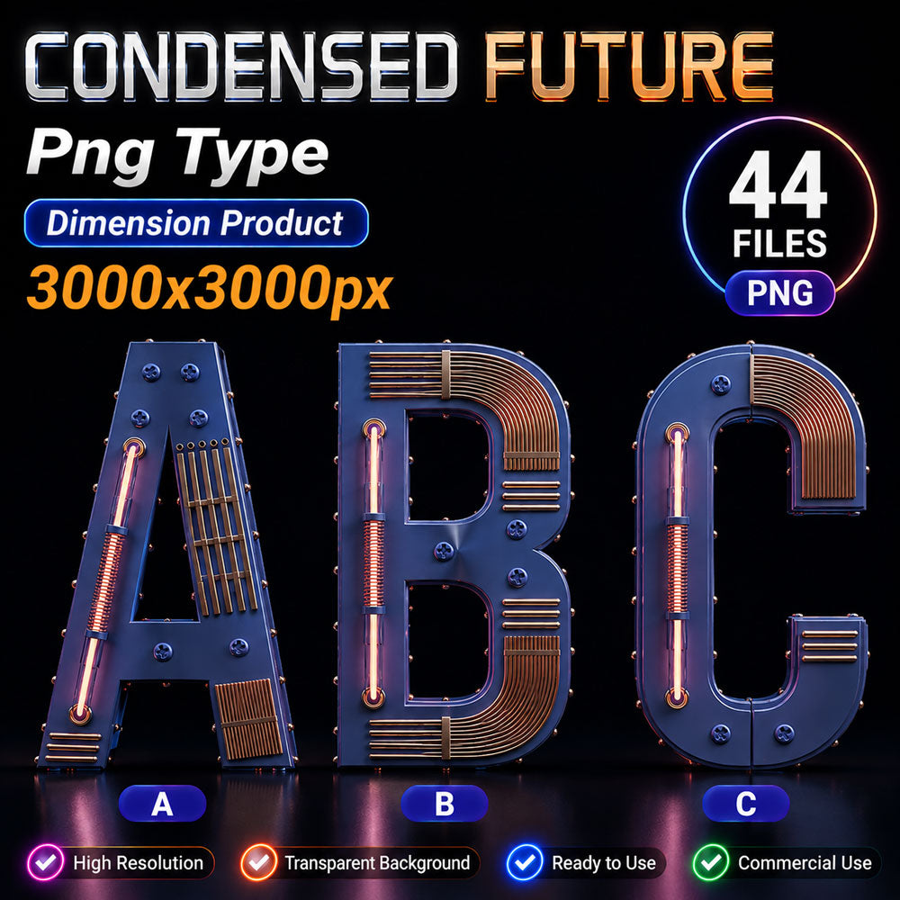 Condensed Future Alphabet PNG Collection